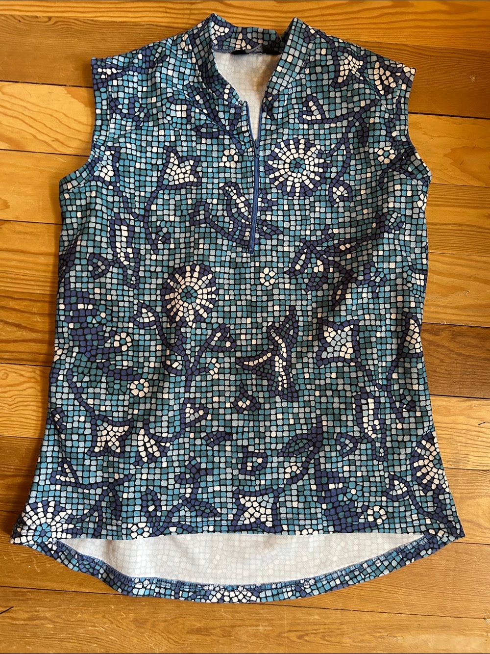 Canari Blue & Teal Mosaic Sleeveless Bike Tank